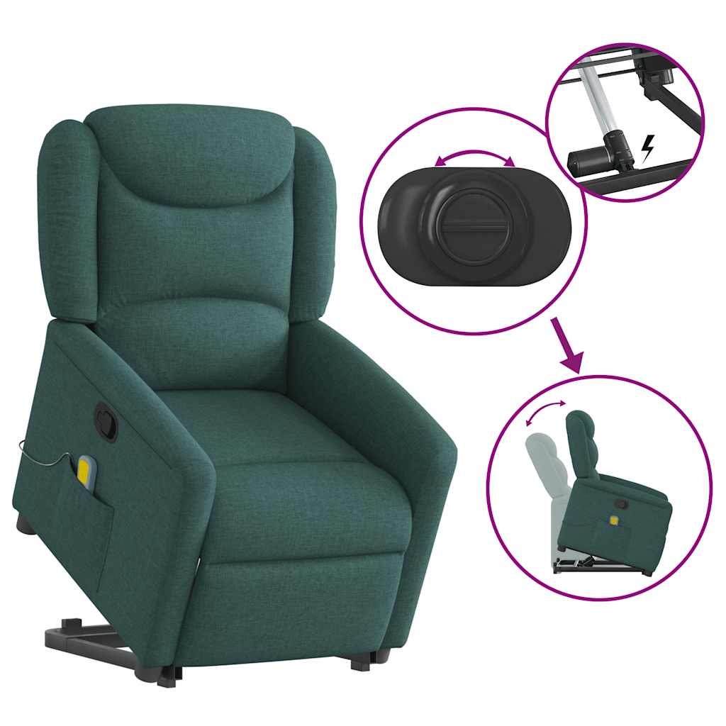 Fauteuil inclinable de massage Vert foncé Tissu Fauteuils vidaXL