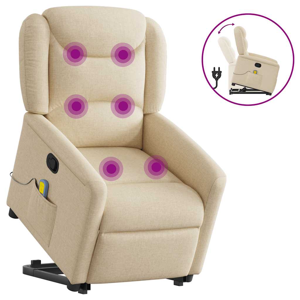 Fauteuil inclinable de massage Crème Tissu Fauteuils vidaXL