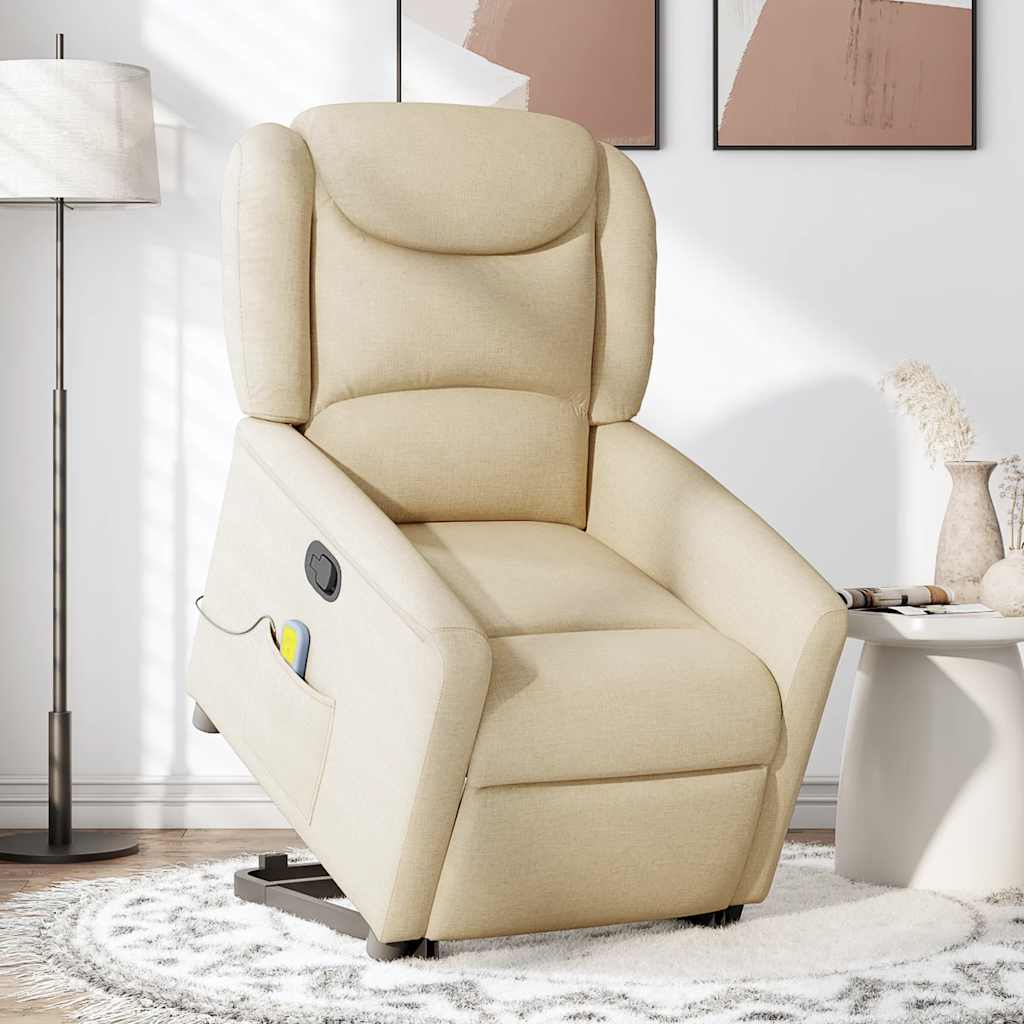 Fauteuil inclinable de massage Crème Tissu Fauteuils vidaXL