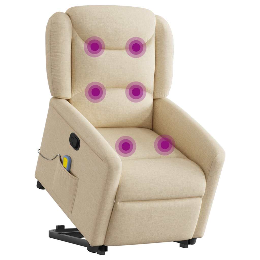 Fauteuil inclinable de massage Crème Tissu Fauteuils vidaXL