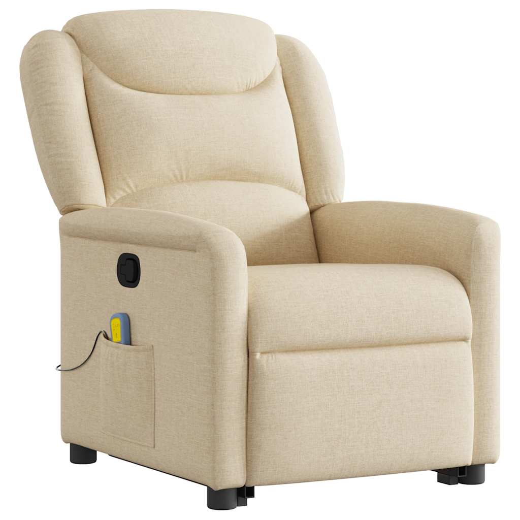 Fauteuil inclinable de massage Crème Tissu Fauteuils vidaXL