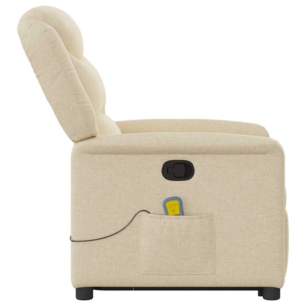 Fauteuil inclinable de massage Crème Tissu Fauteuils vidaXL