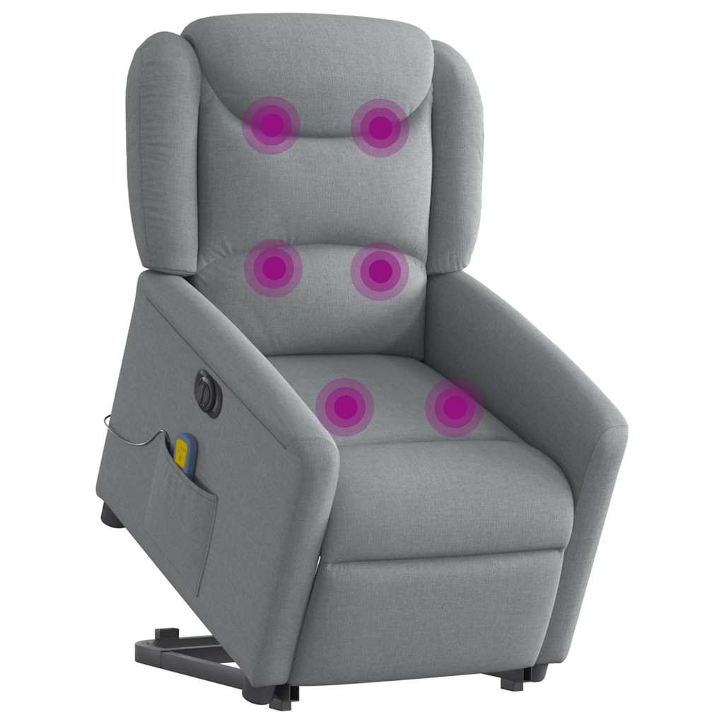 Fauteuil inclinable de massage électrique Gris clair Tissu Fauteuils vidaXL