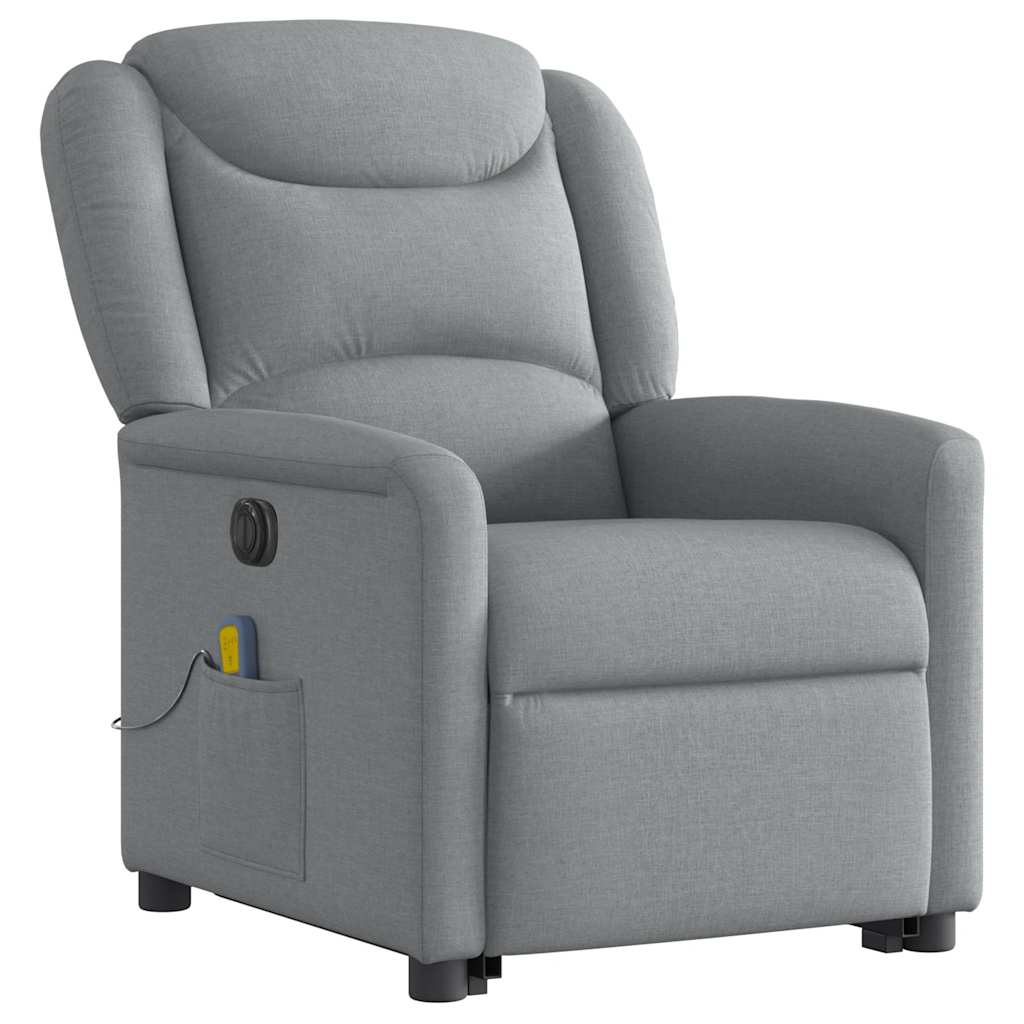 Fauteuil inclinable de massage électrique Gris clair Tissu Fauteuils vidaXL