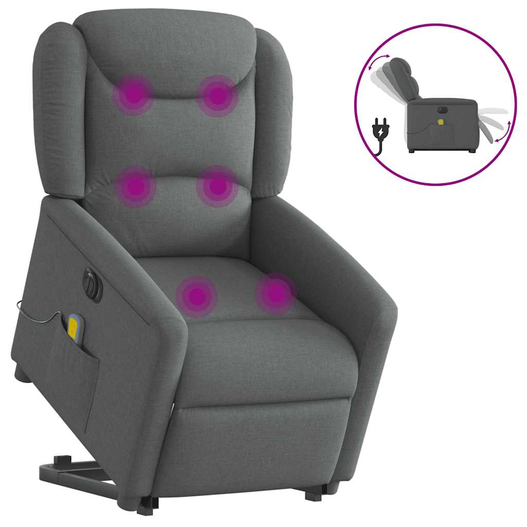 Fauteuil inclinable de massage électrique Gris foncé Tissu Fauteuils vidaXL