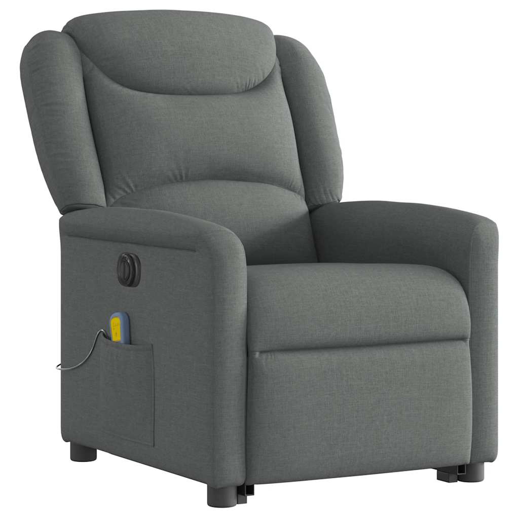 Fauteuil inclinable de massage électrique Gris foncé Tissu Fauteuils vidaXL