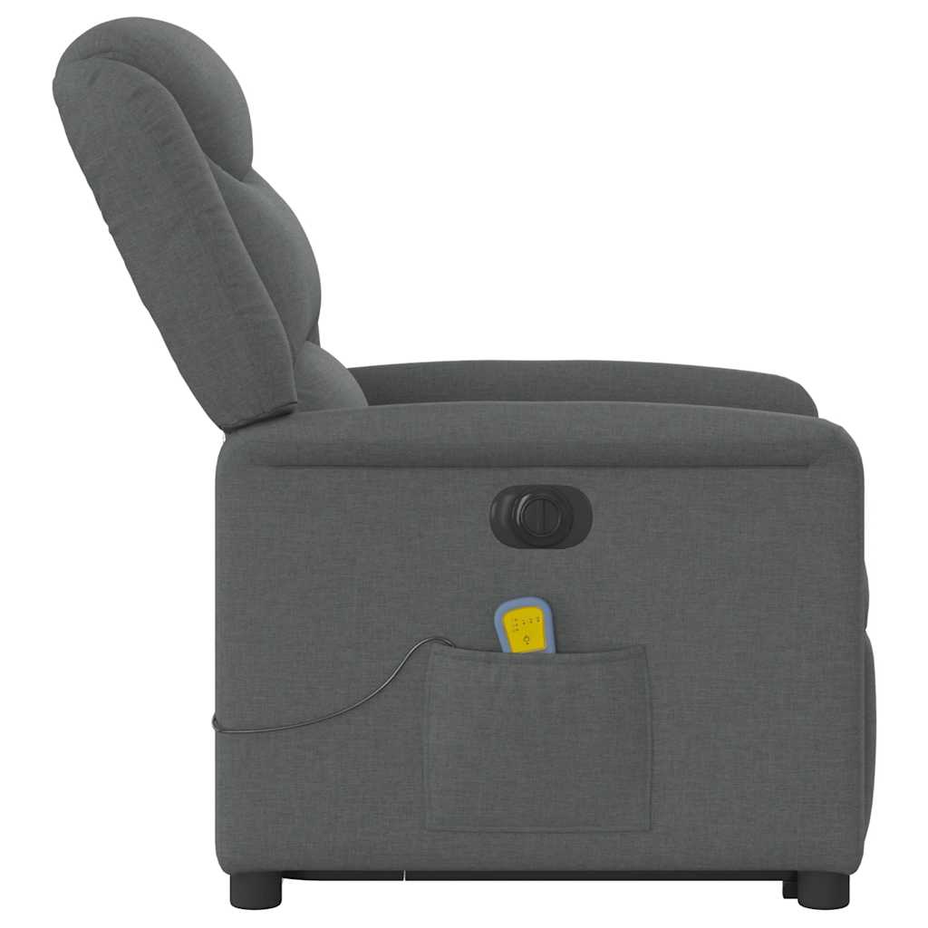 Fauteuil inclinable de massage électrique Gris foncé Tissu Fauteuils vidaXL