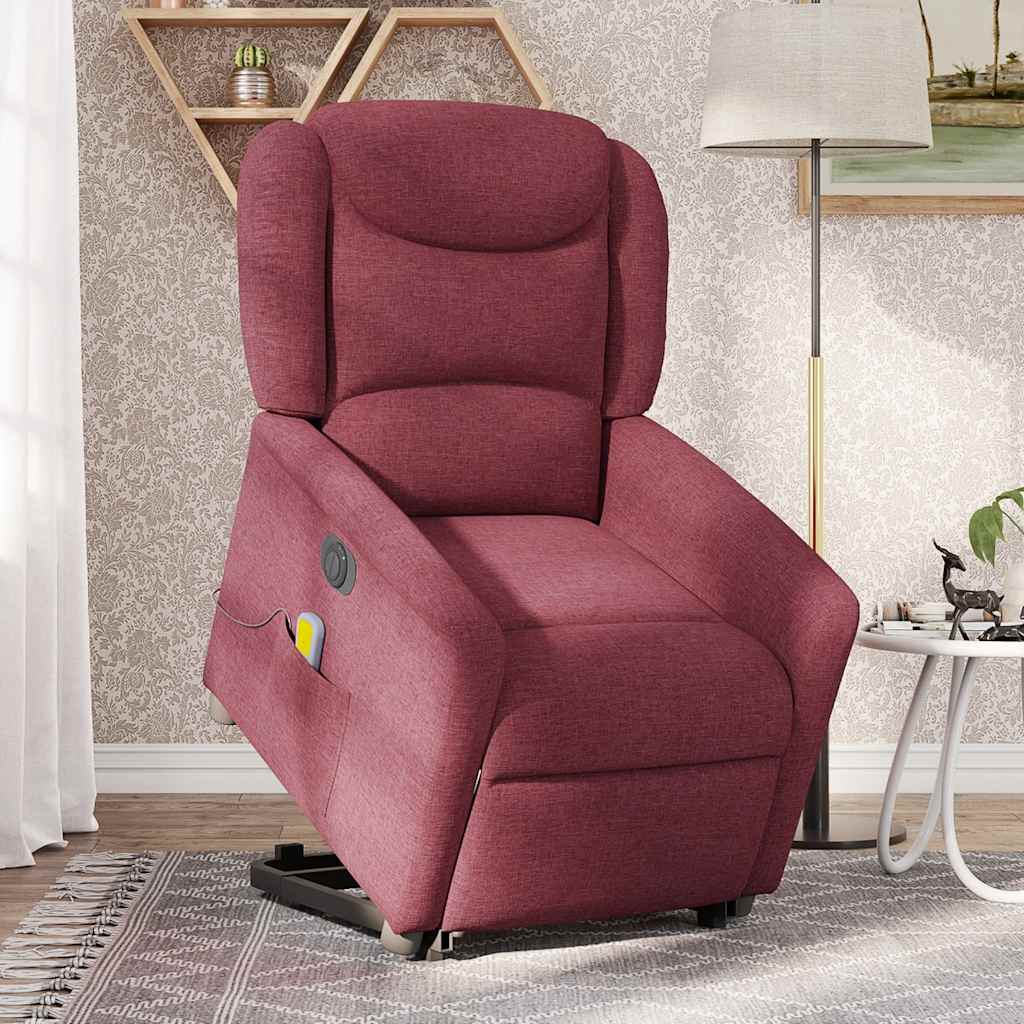 Fauteuil inclinable de massage électrique Rouge bordeaux Tissu Fauteuils vidaXL