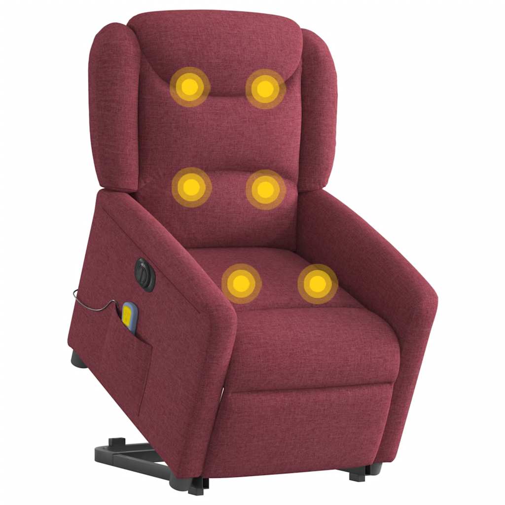 Fauteuil inclinable de massage électrique Rouge bordeaux Tissu Fauteuils vidaXL