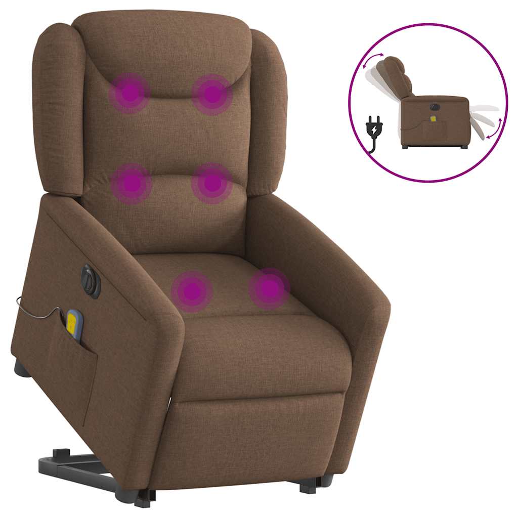 Fauteuil inclinable de massage électrique Marron Tissu Fauteuils vidaXL