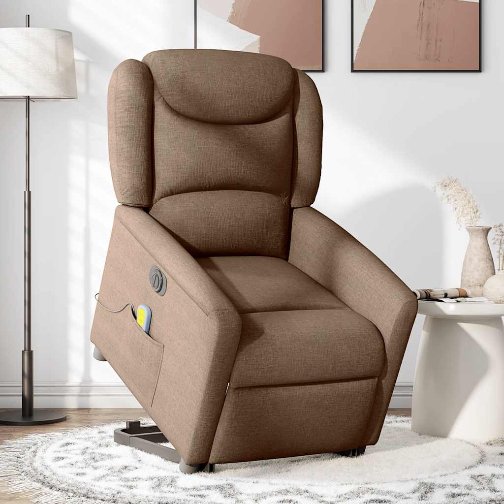 Fauteuil inclinable de massage électrique Marron Tissu Fauteuils vidaXL