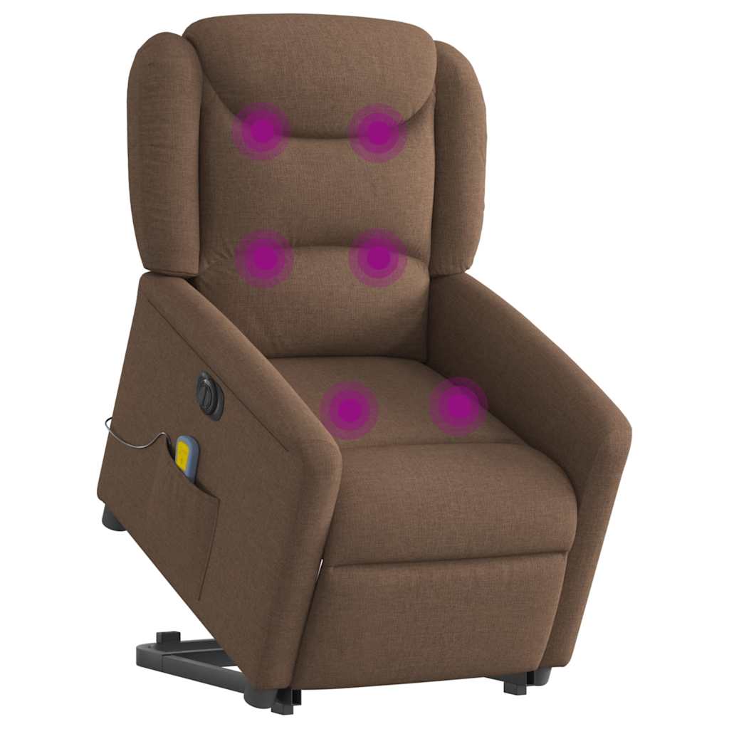 Fauteuil inclinable de massage électrique Marron Tissu Fauteuils vidaXL