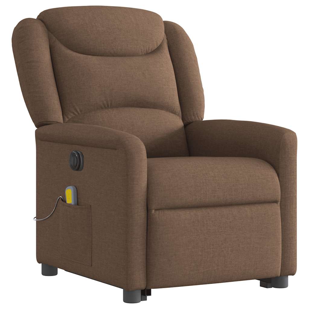 Fauteuil inclinable de massage électrique Marron Tissu Fauteuils vidaXL