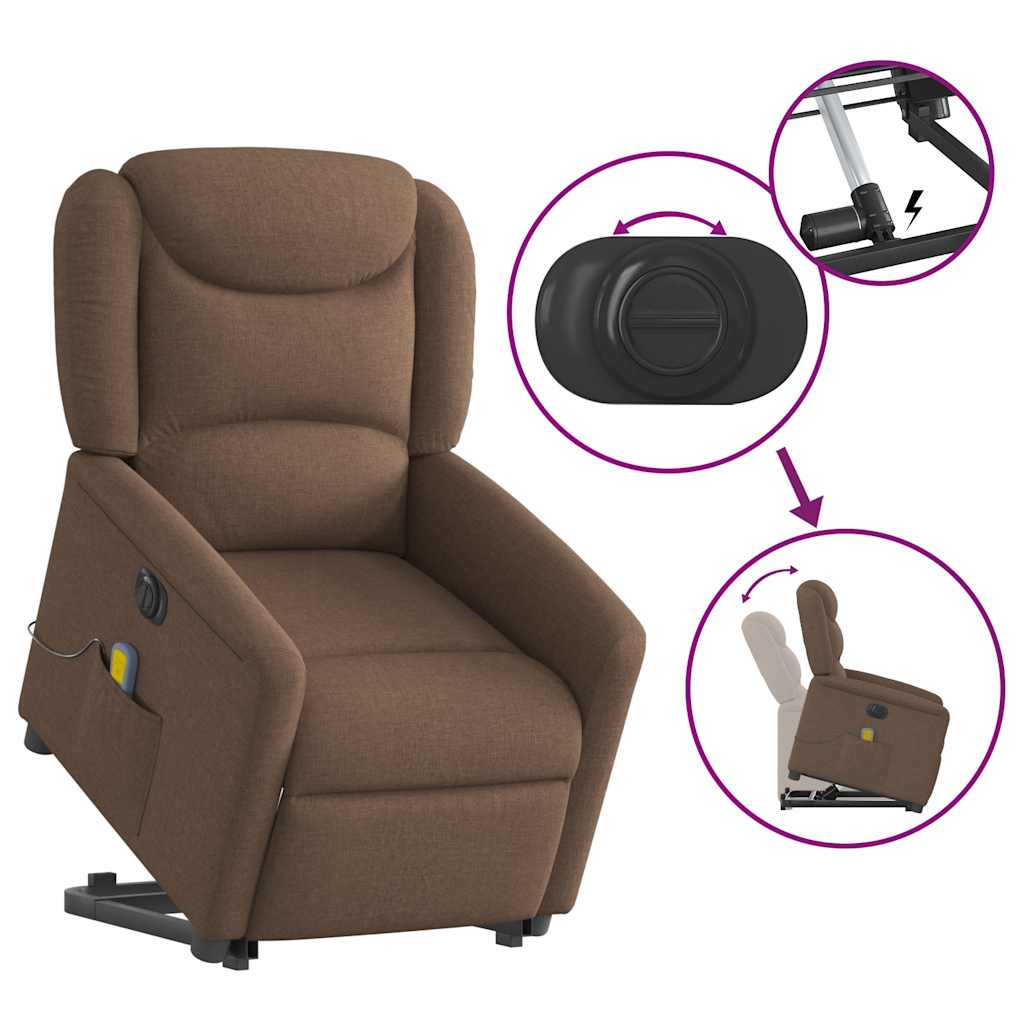 Fauteuil inclinable de massage électrique Marron Tissu Fauteuils vidaXL