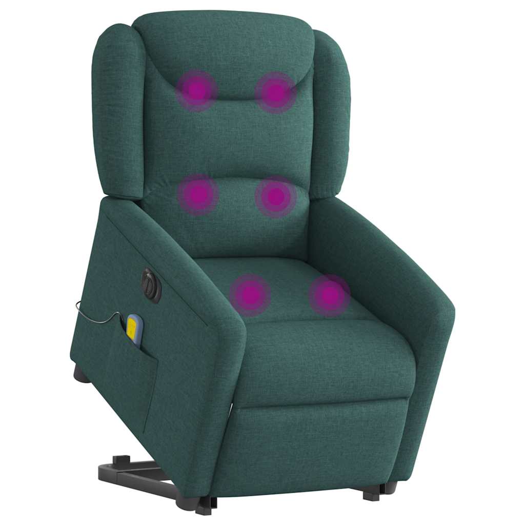 Fauteuil inclinable de massage électrique Vert foncé Tissu Fauteuils vidaXL