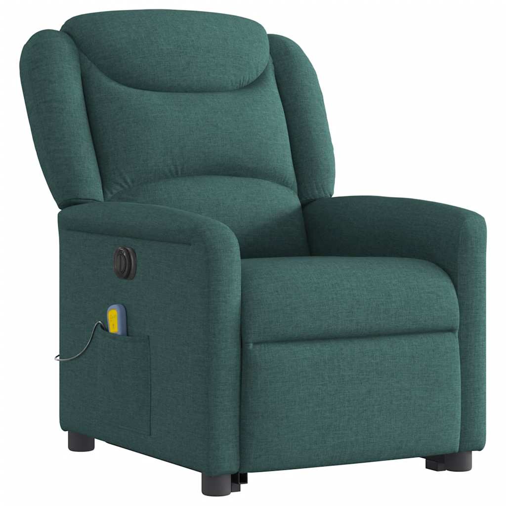 Fauteuil inclinable de massage électrique Vert foncé Tissu Fauteuils vidaXL