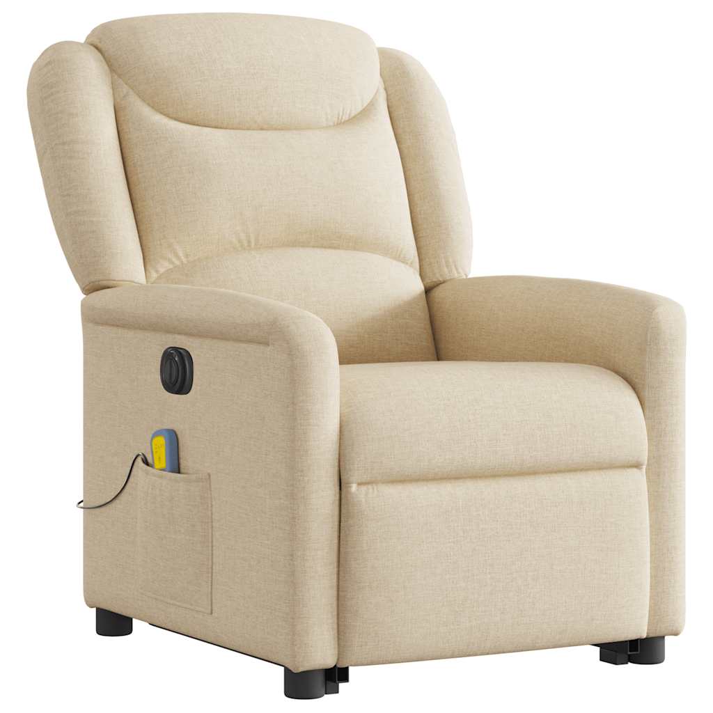 Fauteuil inclinable de massage électrique Crème Tissu Fauteuils vidaXL