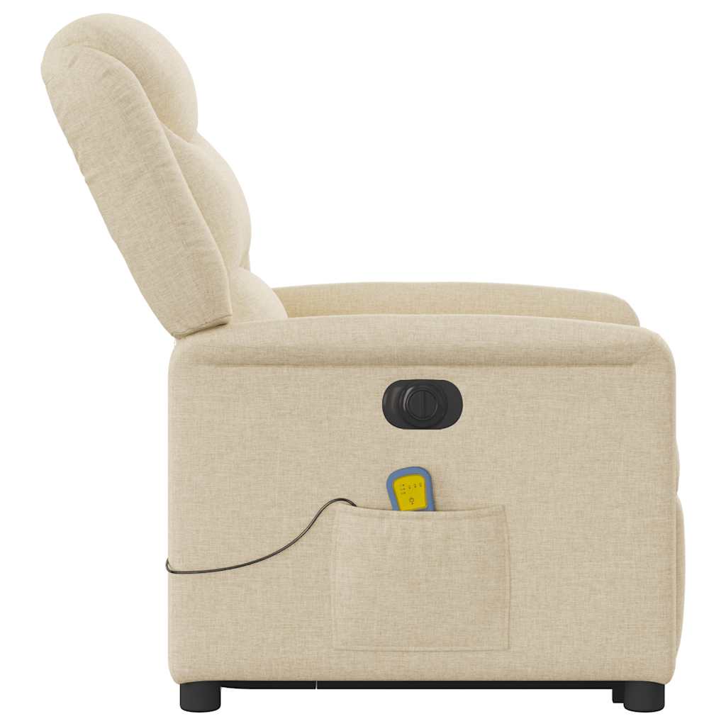 Fauteuil inclinable de massage électrique Crème Tissu Fauteuils vidaXL