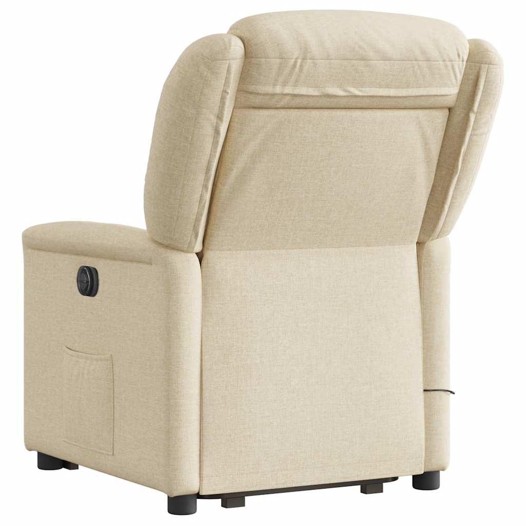 Fauteuil inclinable de massage électrique Crème Tissu Fauteuils vidaXL