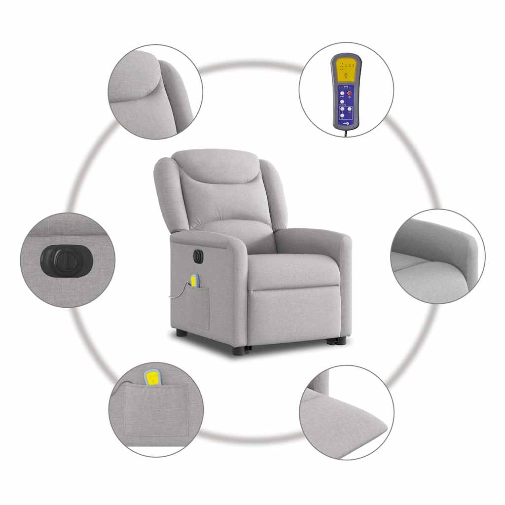 Fauteuil inclinable de massage électrique gris nuage tissu Fauteuils vidaXL