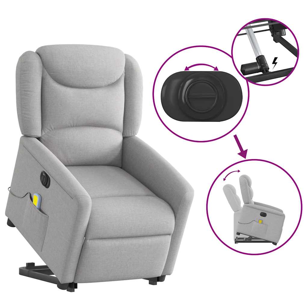 Fauteuil inclinable de massage électrique gris nuage tissu Fauteuils vidaXL