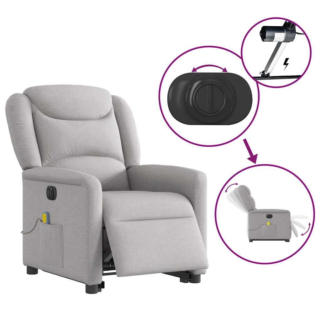 Fauteuil inclinable de massage électrique gris nuage tissu Fauteuils vidaXL