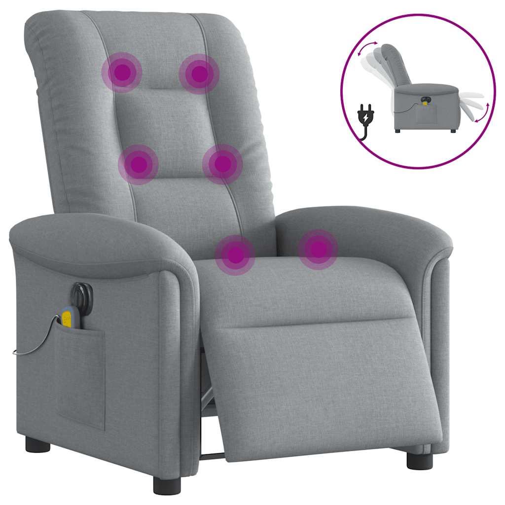 Fauteuil de massage inclinable électrique gris clair tissu Fauteuils vidaXL