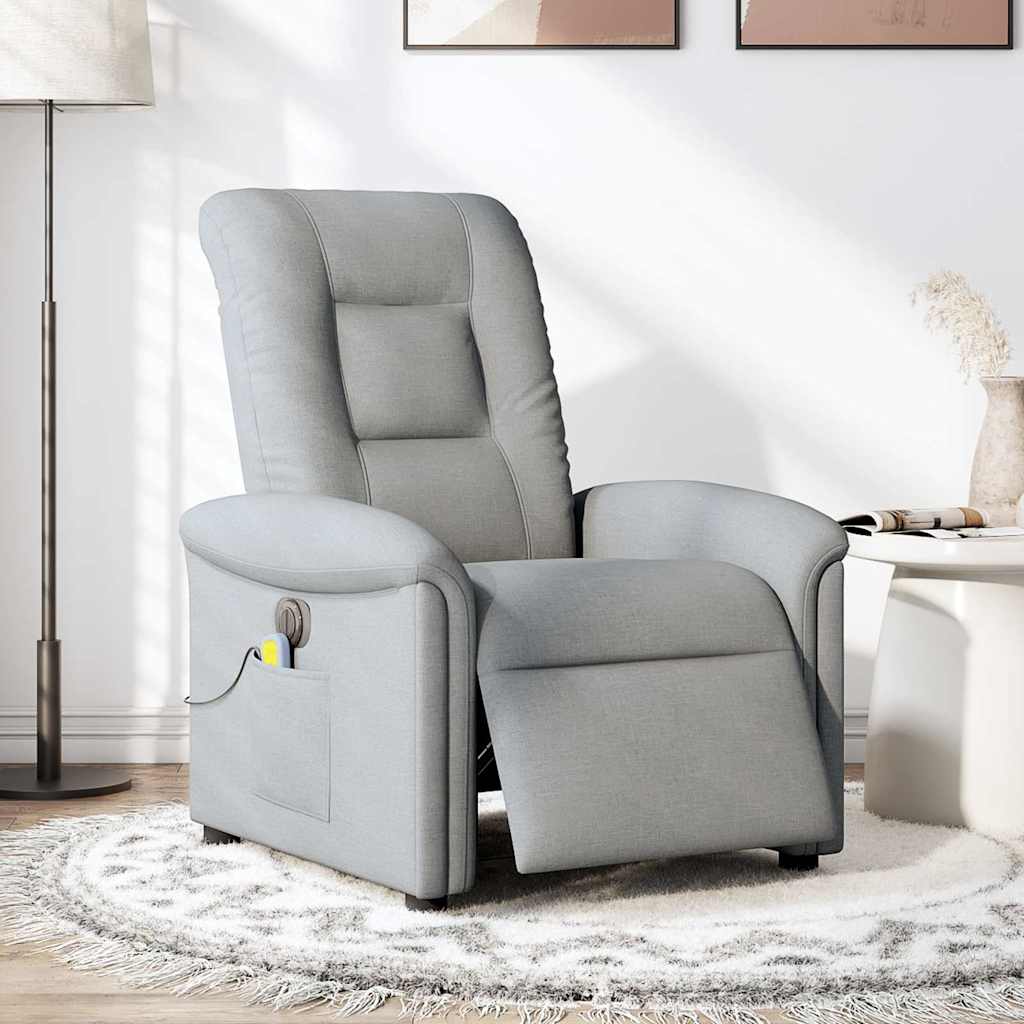 Fauteuil de massage inclinable électrique gris clair tissu Fauteuils vidaXL