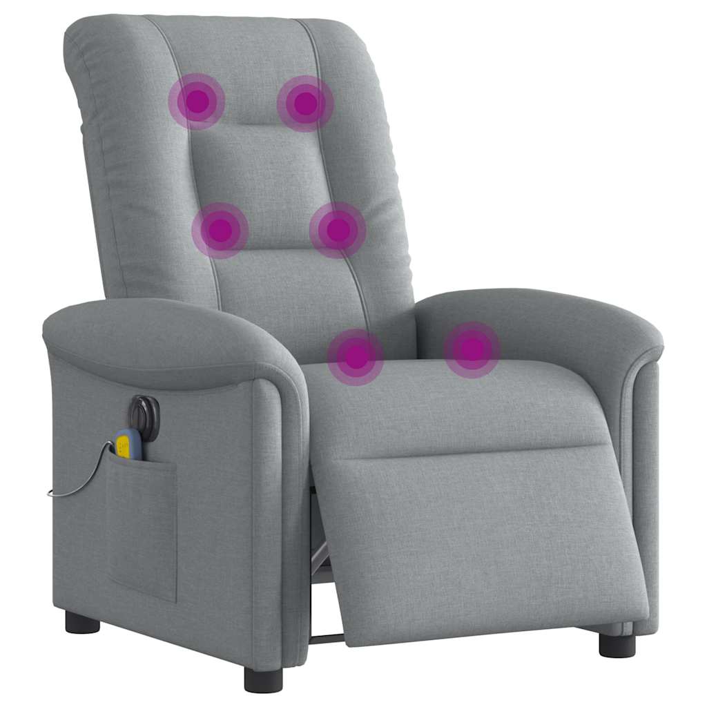 Fauteuil de massage inclinable électrique gris clair tissu Fauteuils vidaXL