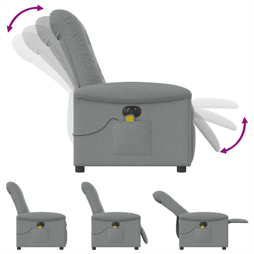 Fauteuil de massage inclinable électrique gris clair tissu Fauteuils vidaXL