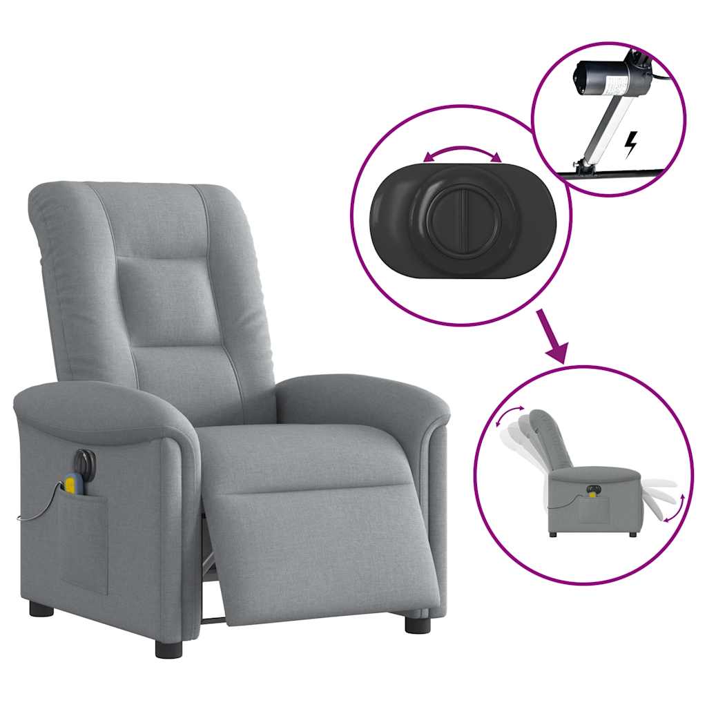 Fauteuil de massage inclinable électrique gris clair tissu Fauteuils vidaXL