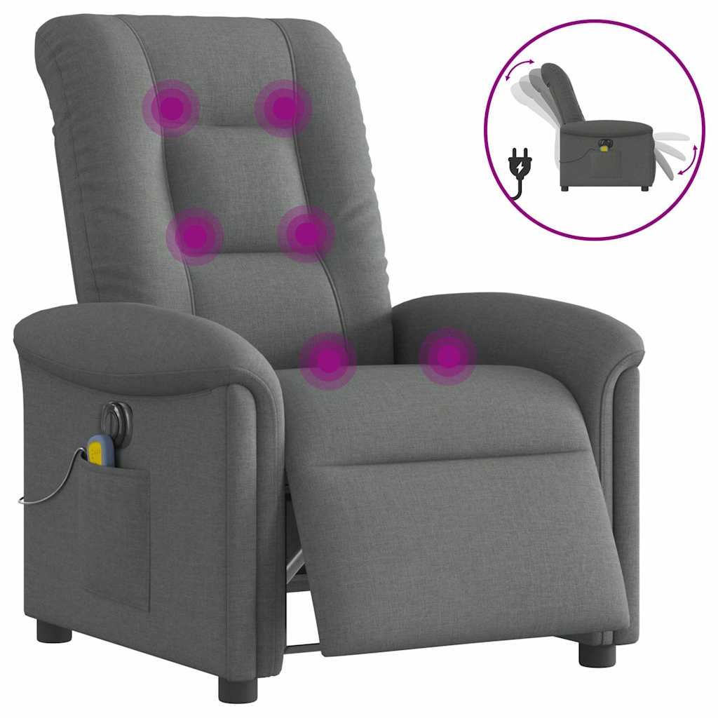 Fauteuil inclinable de massage électrique gris foncé tissu Fauteuils vidaXL