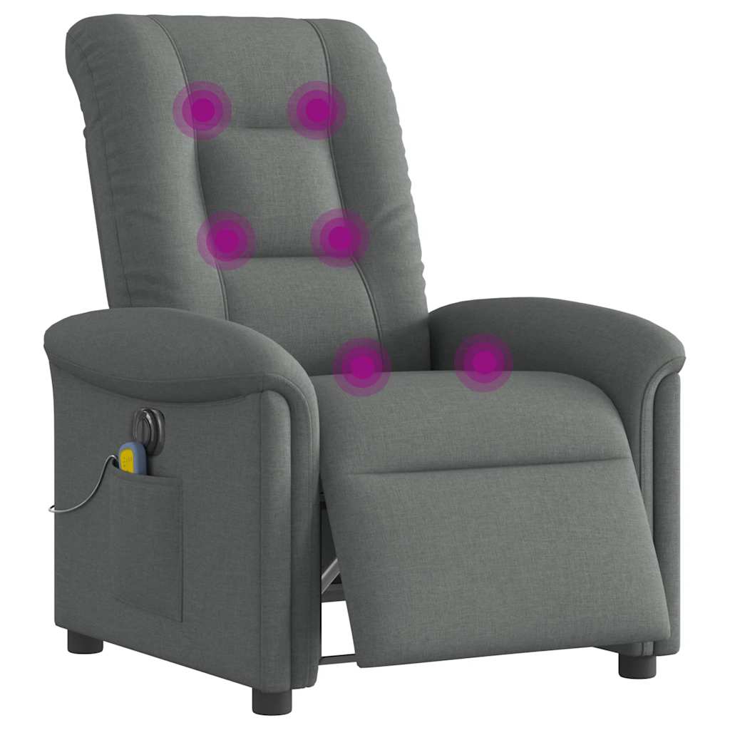 Fauteuil inclinable de massage électrique gris foncé tissu Fauteuils vidaXL