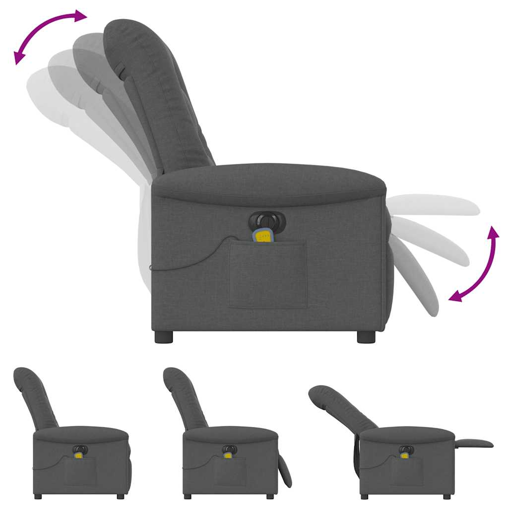 Fauteuil inclinable de massage électrique gris foncé tissu Fauteuils vidaXL