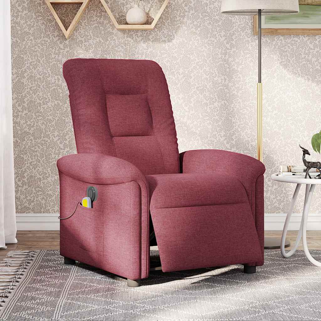 Fauteuil de massage inclinable électrique Rouge bordeaux Tissu Fauteuils vidaXL