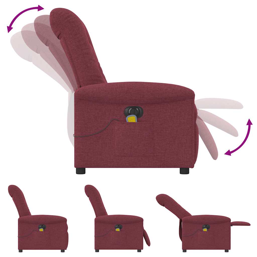 Fauteuil de massage inclinable électrique Rouge bordeaux Tissu Fauteuils vidaXL