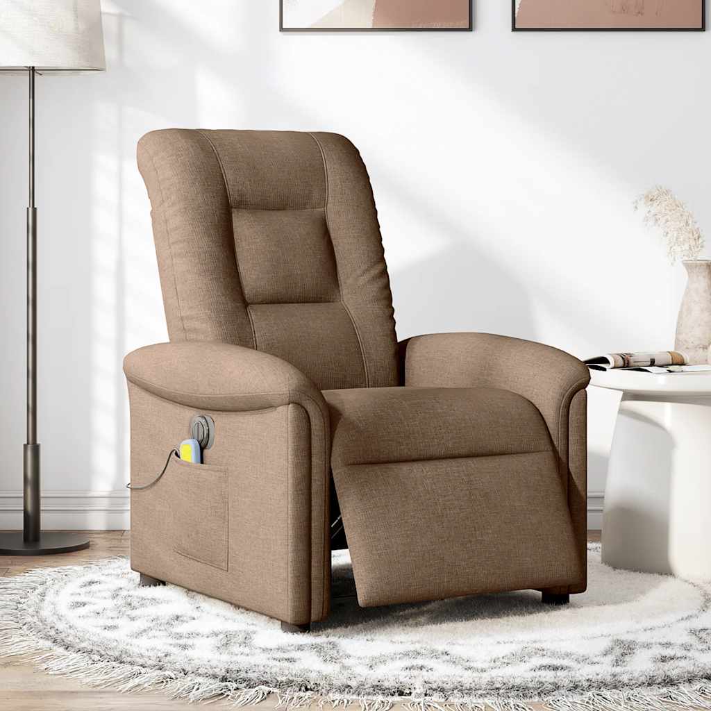 Fauteuil inclinable de massage électrique marron tissu Fauteuils vidaXL