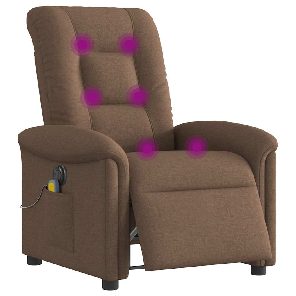 Fauteuil inclinable de massage électrique marron tissu Fauteuils vidaXL