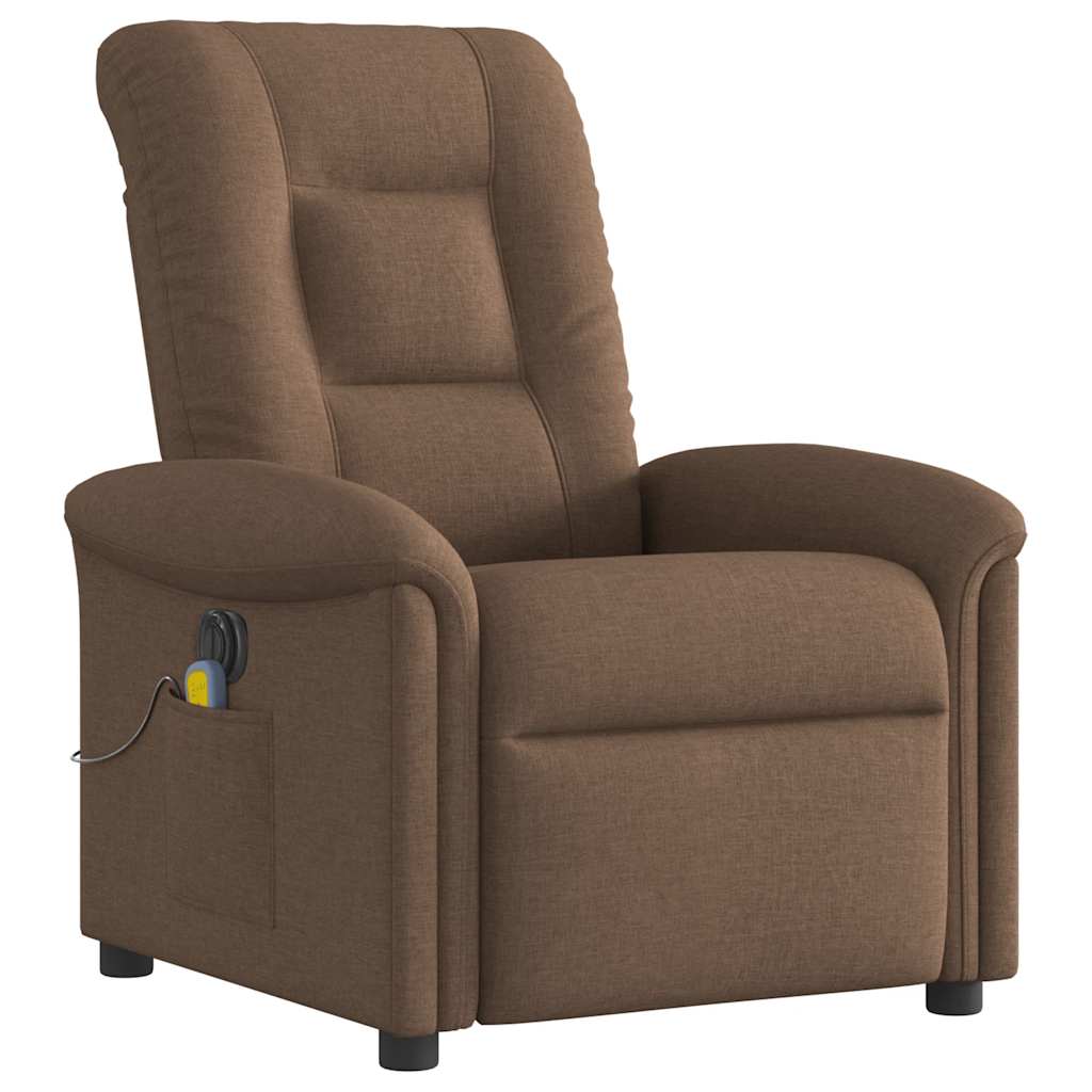 Fauteuil inclinable de massage électrique marron tissu Fauteuils vidaXL