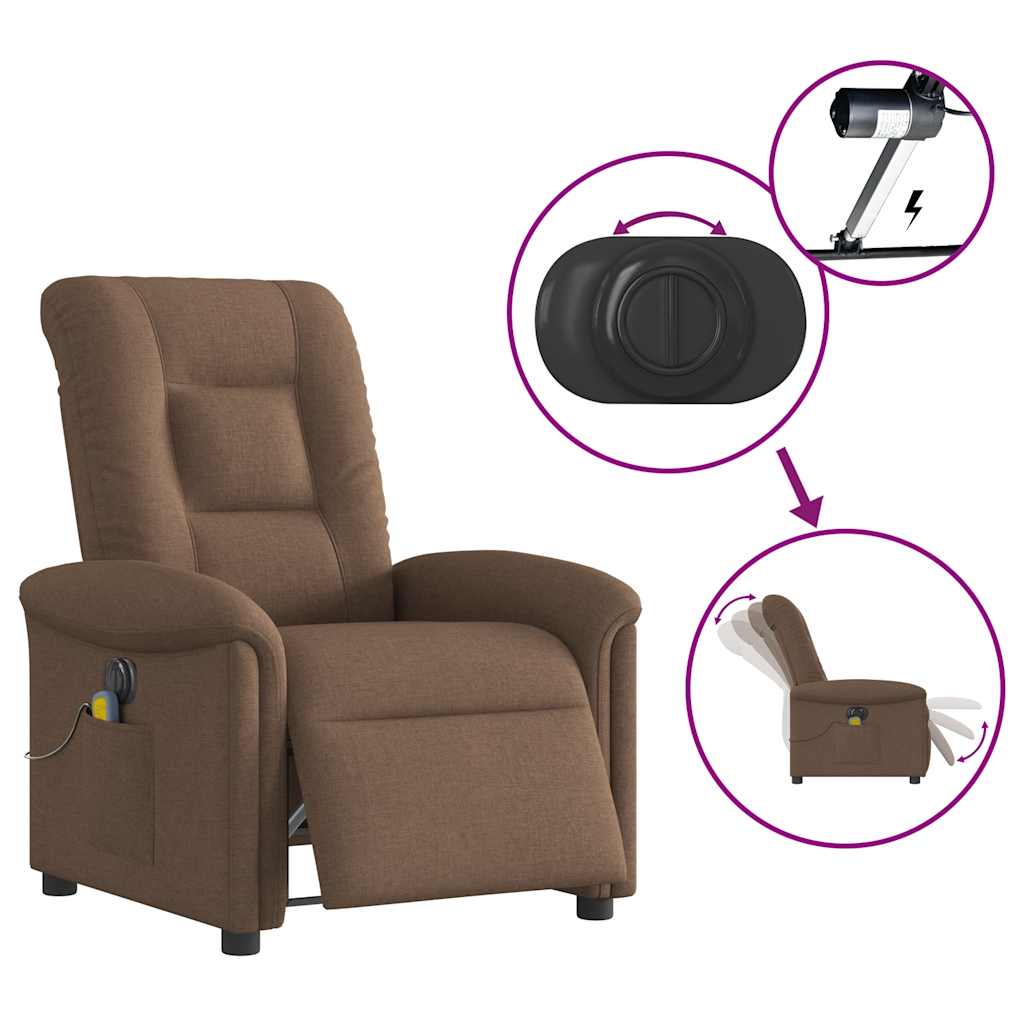 Fauteuil inclinable de massage électrique marron tissu Fauteuils vidaXL