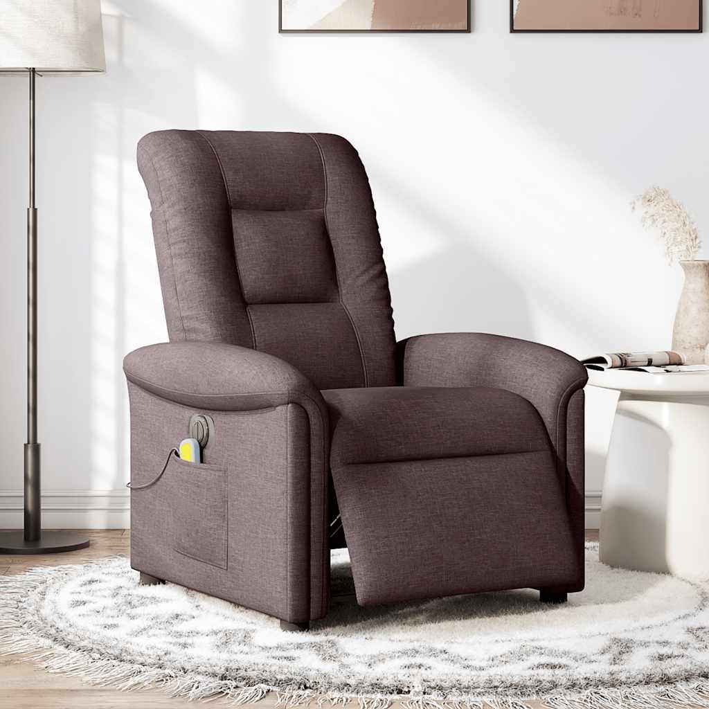 Fauteuil de massage inclinable électrique Marron foncé Tissu Fauteuils vidaXL