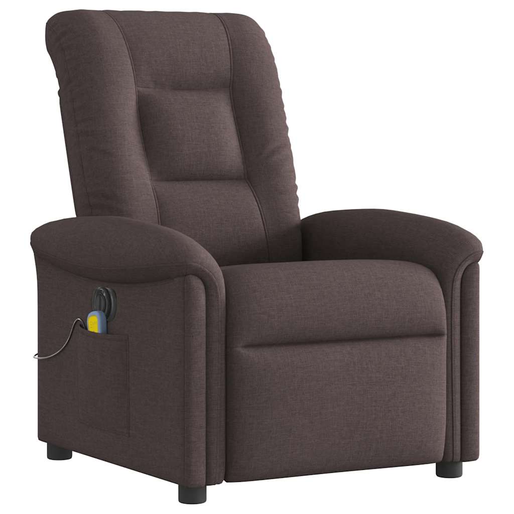 Fauteuil de massage inclinable électrique Marron foncé Tissu Fauteuils vidaXL