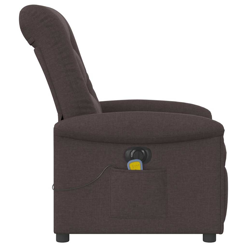 Fauteuil de massage inclinable électrique Marron foncé Tissu Fauteuils vidaXL