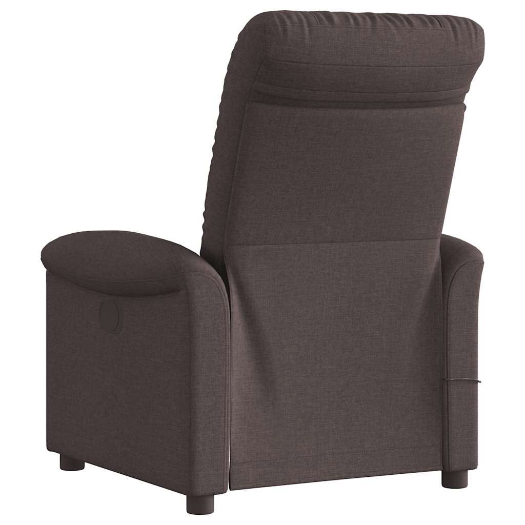 Fauteuil de massage inclinable électrique Marron foncé Tissu Fauteuils vidaXL