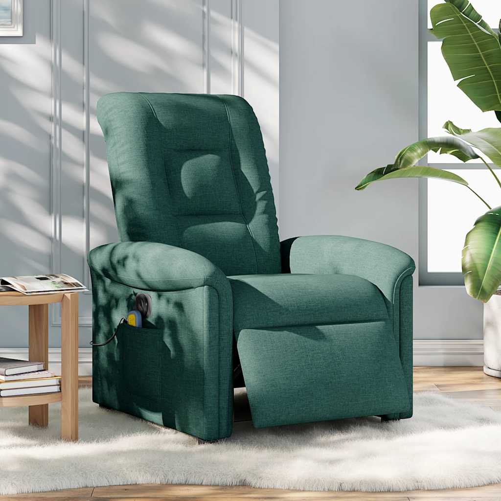 Fauteuil de massage inclinable électrique Vert foncé Tissu Fauteuils vidaXL