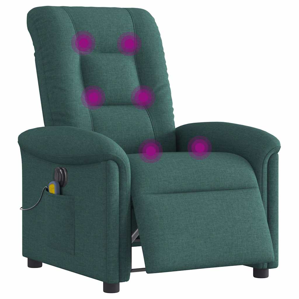 Fauteuil de massage inclinable électrique Vert foncé Tissu Fauteuils vidaXL