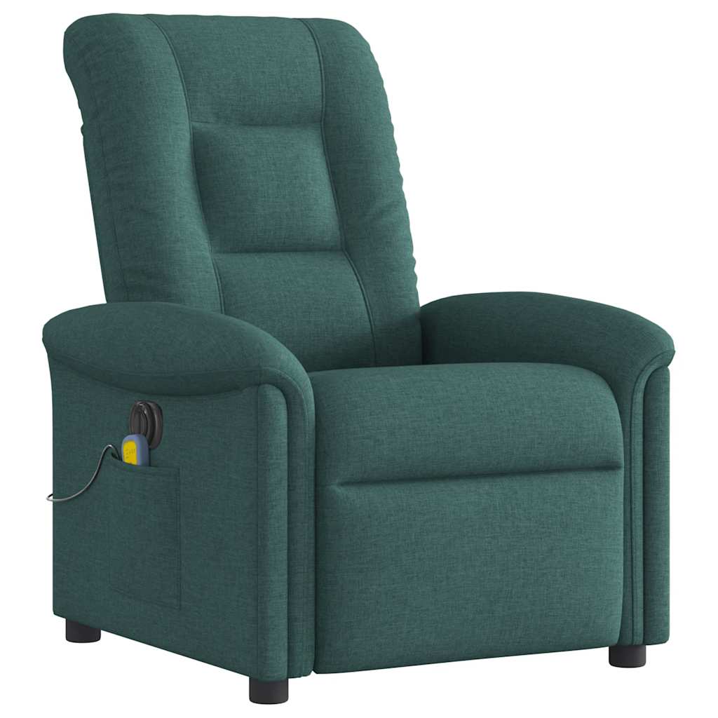 Fauteuil de massage inclinable électrique Vert foncé Tissu Fauteuils vidaXL