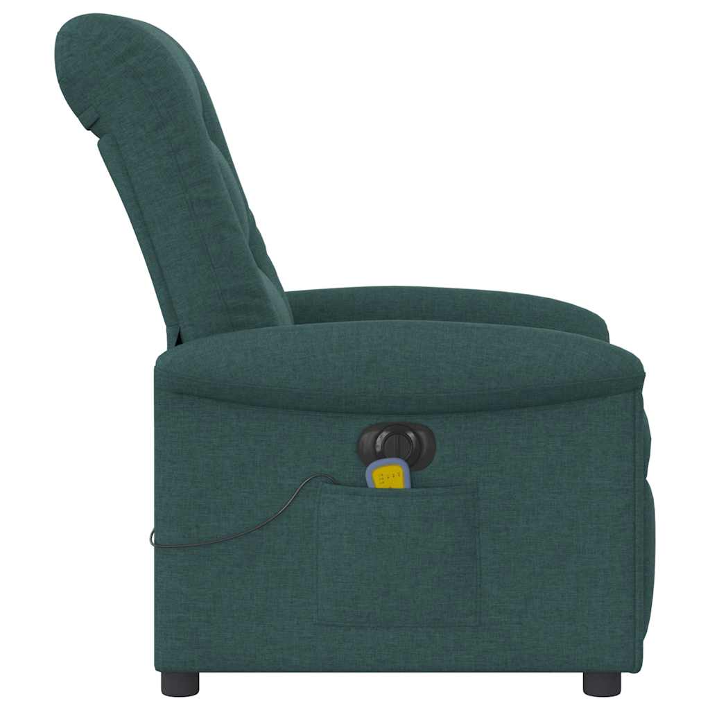 Fauteuil de massage inclinable électrique Vert foncé Tissu Fauteuils vidaXL