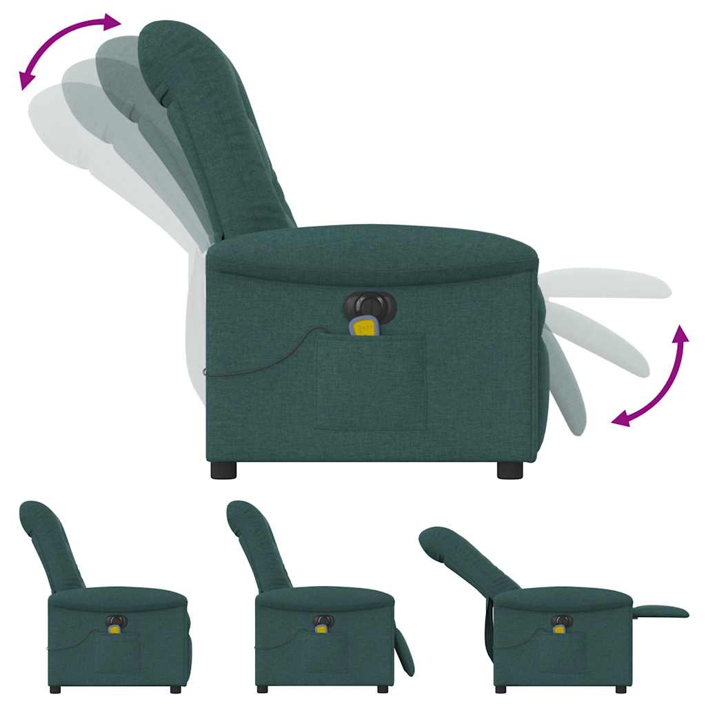 Fauteuil de massage inclinable électrique Vert foncé Tissu Fauteuils vidaXL