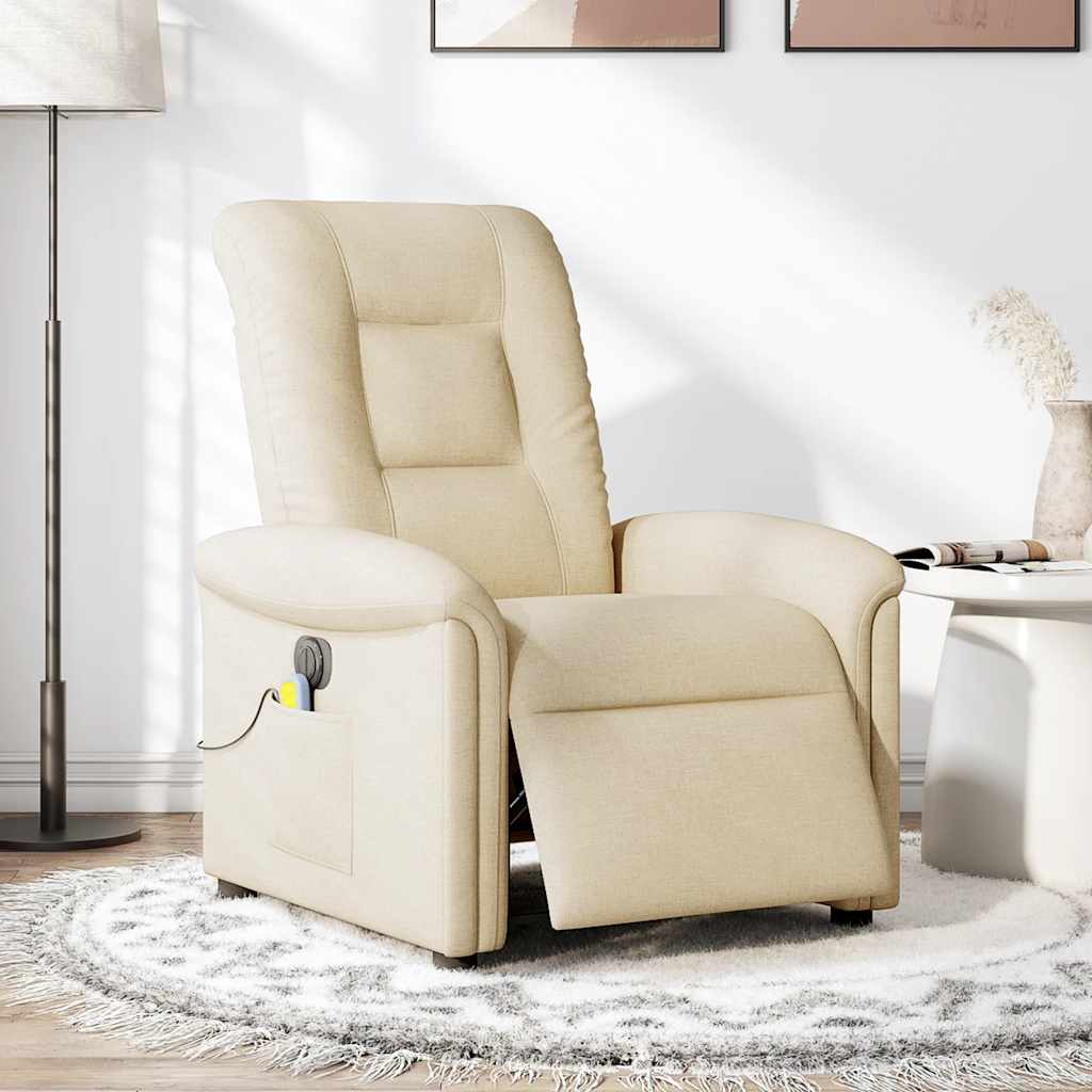 Fauteuil inclinable de massage électrique crème tissu Fauteuils vidaXL